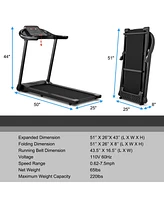 Gymax 2.25HP Electric Folding Treadmill W/Hd Led Display App Control Speaker