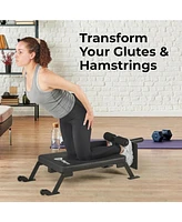 LifePro Nordic Curl Workout Bench - Hamstring and Glute Machine with Wheels for 1-Foot and 2-Foot Plates.