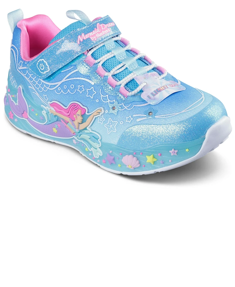 Skechers Toddler Girls' S-Lights: Mermaid Dreams Light-Up Fastening Strap Casual Sneakers from Finish Line