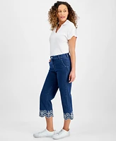 Style & Co Petite High-Rise Wide-Leg Cropped Jeans, Exclusively at Macy's