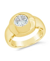 Sterling Forever Zora Cubic Zirconia Dome Signet Statement Ring