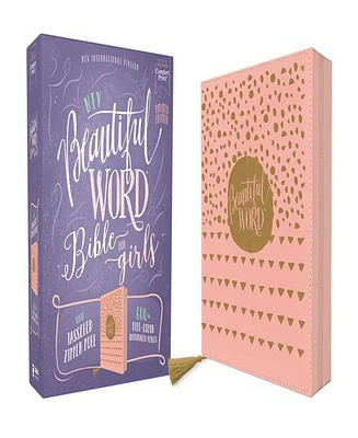 Niv, Beautiful Word Bible for Girls, Updated Edition, Leathersoft, Zippered, Pink, Red Letter, Comfort Print- 600+ Full-Color Illustrated Verses by Zo