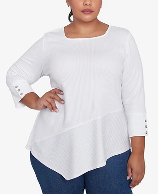 Ruby Rd. Plus Size Cable Stripe Ottoman Top