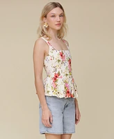 Avec Les Filles Women's Peplum-Hem Corset Square-Neck Top