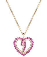 Ruby (3/4 ct. t.w.) & Diamond (1/4 ct. t.w.) Wrap Style Open Heart 18" Pendant Necklace in 14k Gold