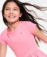 Tommy Hilfiger Big Girls Knit-to-Woven Short-Sleeve Dress