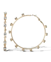 Jessica Simpson Gold-Tone Crystal-Studded Elegant Statement Hoop Earrings