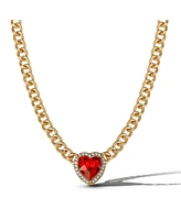 Jessica Simpson Gold-Tone Chain Necklace with Red Heart Gemstone