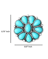 Jessica Simpson Silver-Tone Floral Turquoise Petite Cluster Ring