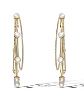 Jessica Simpson Gold-Tone Double Hoop Earrings with Faux Pearl Accents – Elegant and Trendy