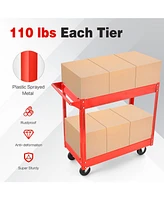 Gouun 2-Tier Utility Cart with Handle and Heavy-Duty Metal Frame