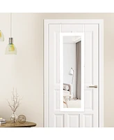 Gouun Lockable Wall Door Mounted Mirror Jewelry Cabinet w/Led Lights