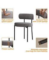 Dyhome Boucle Dining Chairs Set of 1, Upholstered with Black Metal Legs, Modern Accent Chair