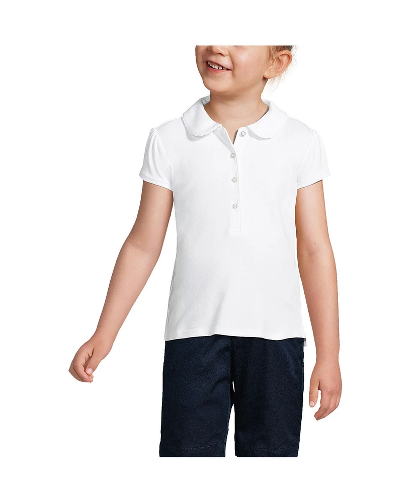 Lands' End Girls School Uniform Short Sleeve Peter Pan Collar Polo Shirt