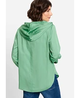 Olsen Women's Satin Effect Hoodie Blouse