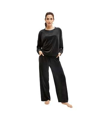 Ellos Plus Wide Leg Velour Lounge Pants