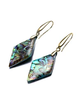 Genevive Sterling Silver 14K Gold Plated Abalone Kite Drop Hook Earrings
