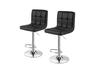 Slickblue Set of 2 Modern Adjustable Height Barstools with Pu Leather Swivel Seat