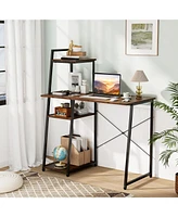 Gouun Computer Desk with Shelves and 3-Tier Storage Bookshelf