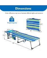 Gouun Folding Beach Lounge Chair with Pillow for Outdoor