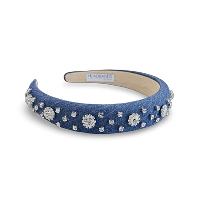 Classic Padded Headband - Denim Rhinestones