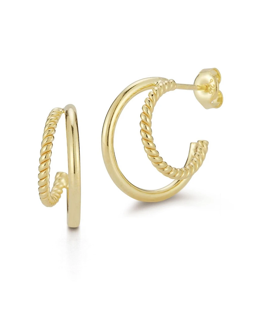 Rachel Zoe 14K Gold Plated Sterling Silver Double Hoop Earrings