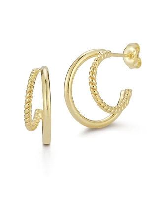 Rachel Zoe 14K Gold Plated Sterling Silver Double Hoop Earrings