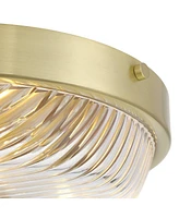 Regency Hill Carmine 12" Modern Flush-Mount Ceiling Light Fixture Kitchen Foyer Hallway Bowl Round Clear Brass Finish Glass Bedroom Bathroom Entryway