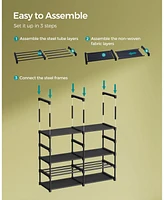 Slickblue 8-Tier Large Shoe Rack, Stackable Organizer Holds 32 Pairs, Steel Tubes & Non-Woven Fabric for Entryway or Closet