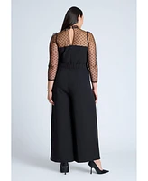 Eloquii Plus Mesh Turtleneck Jumpsuit