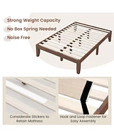 Gouun 14 Inch Full Size Wood Platform Bed Frame with Wood Slat Support