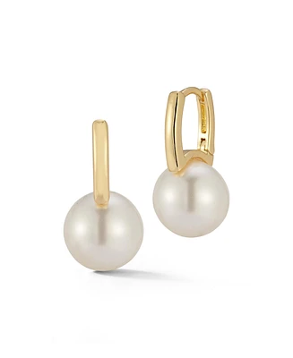 Rachel Zoe Gold Plated Pearl Huggie Hoop Earrings