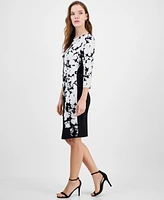 Connected Women's Floral-Print Ruched Sheath Dress
