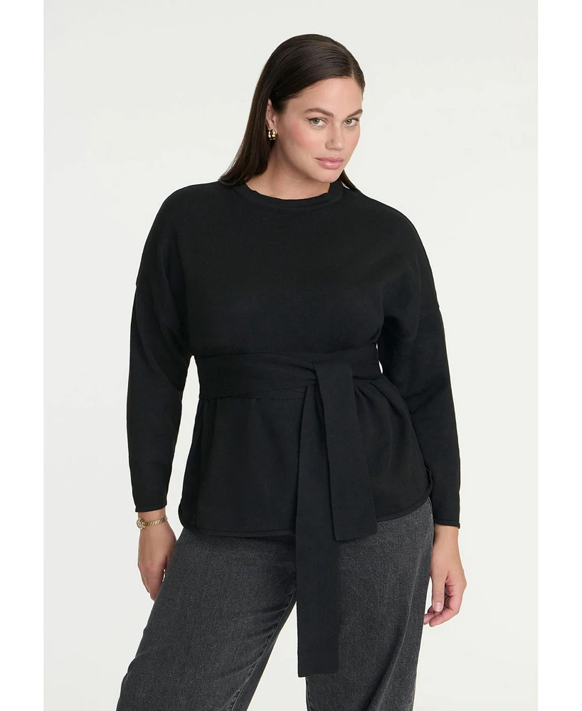 Eloquii Plus Elements Tie Waist Sweater