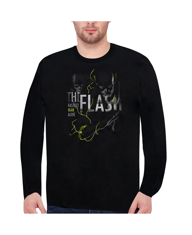 Dc Flash Men's Comics Bold Long Sleeve Adult Tee / T-Shirt