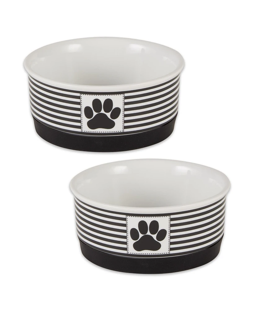 Bone Dry Striped Paw Patch Pet Bowl Set/2