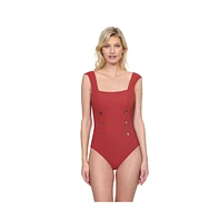 Gottex Women's Monte Carlo Cap Sleeves Square Neck One Piece Swimsuit