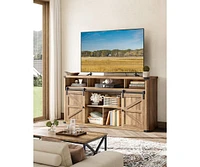 Slickblue Farmhouse Tv Stand for TVs up to 75 Inches Entertainment Center with Sliding Barn Doors