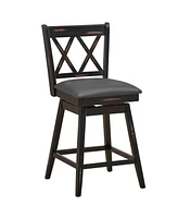 Gouun 2 Pieces 24 Inch Swivel Counter Height Barstool Set with Rubber Wood Legs