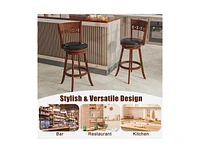 Gouun Set of 2 Swivel Bar Stools with Rubber Wood Frame- inches