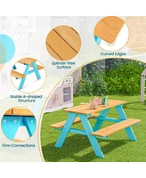 Gouun Children Outdoor Wooden Table with Bench Seats for Indoor and Outdoor Use