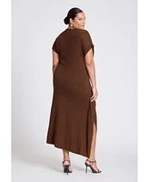 Eloquii Plus Size Rolled Sleeve Midi Dress With Buckle