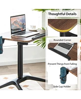 Gouun Pneumatic Standing Desk with Anti-fall Baffle and Cup Holder