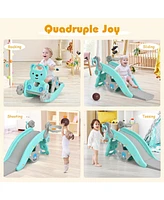 Gouun 4-in-1 Toddler Slide and Rocking Horse Playset with Basketball Hoop