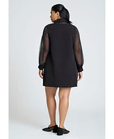 Eloquii Plus Size Sheer Sleeve Shirt Dress