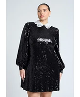 Eloquii Plus Lace Collar Sequin Mini Dress