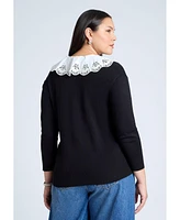 Eloquii Plus Lace Collar Sweater