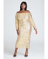 Eloquii Plus Off The Shoulder Sequin Column Dress