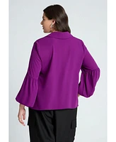 Eloquii Plus Size Balloon Sleeve Collared Blouse