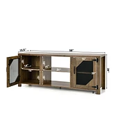 Gouun Tv Stand for TVs up to 65-Inch with 2 Metal Mesh Doors and Ad